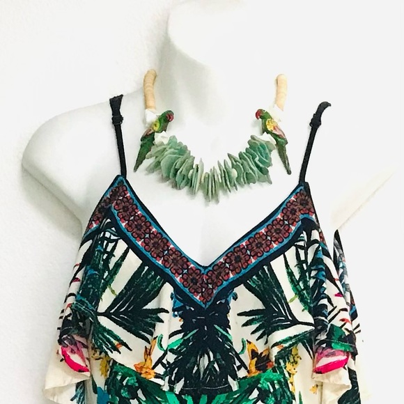 FLYING TOMATO Tropical Floral Ruffle JUMPSUIT Small - Picture 4 of 15